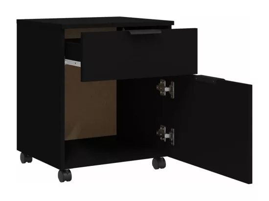 Classeur mobile avec roues noir 45x38x54 cm bois d'ingénierie