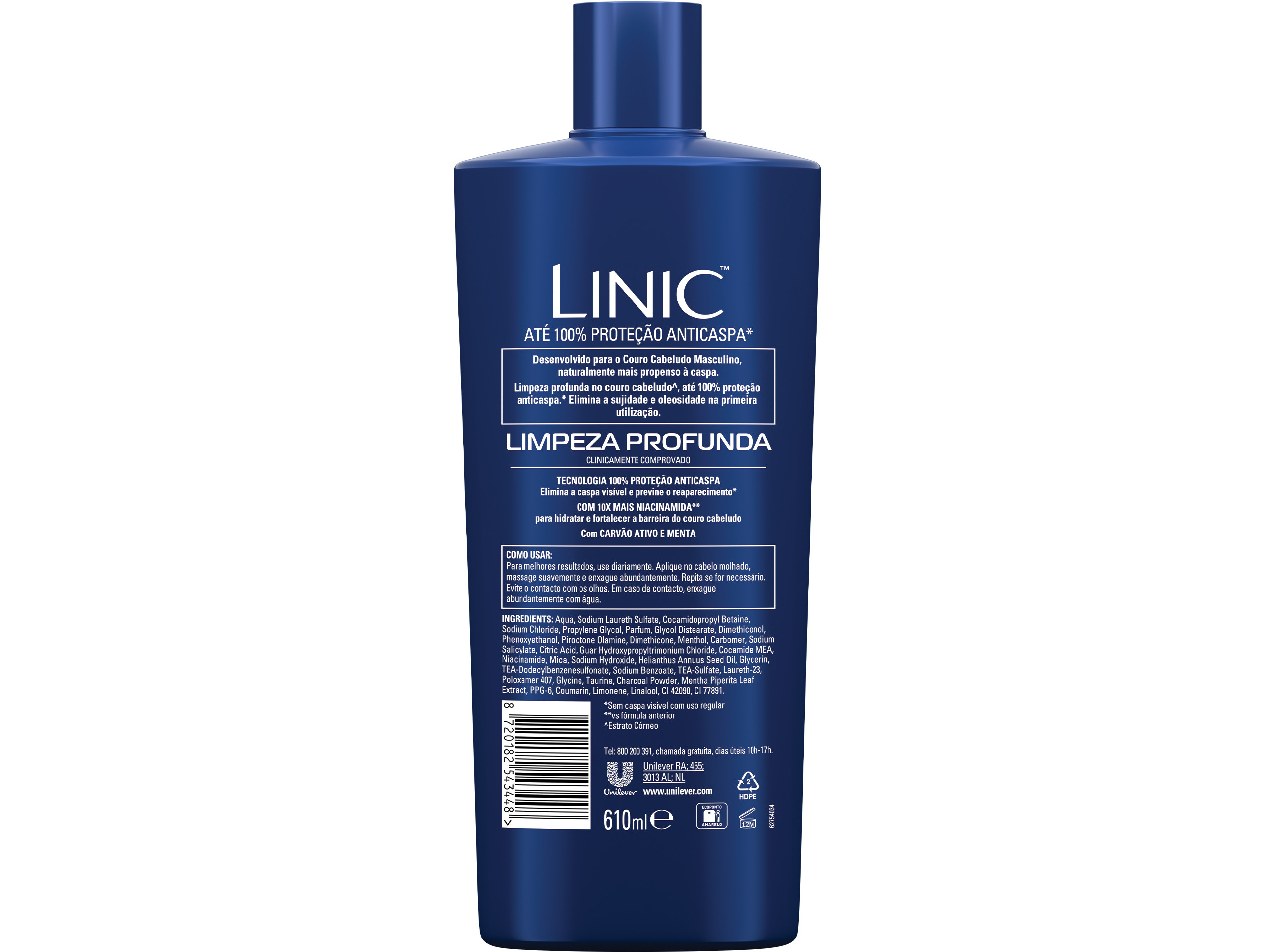 CHAMPÔ ANTI-CASPA LINIC MEN LIMPEZA PROFUNDA 610ML