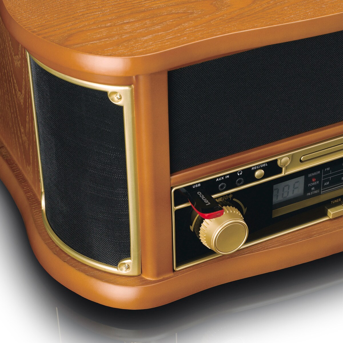 LENCO TCD-2551 Plattenspieler Holzgehäuse USB Kassette, Holz
