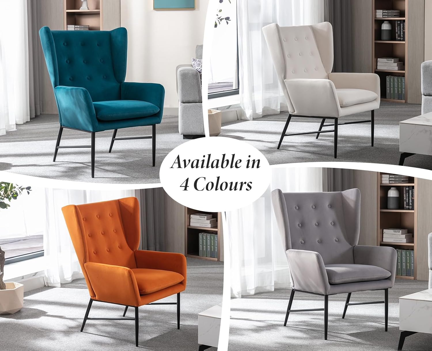 chairus Einzelsofa Loungesessel Samt Polsterstuhl mit Armlehne Gepolstert Wannenstuhl Seitenstuhl für Balkon Wohnzimmer (Orange)
