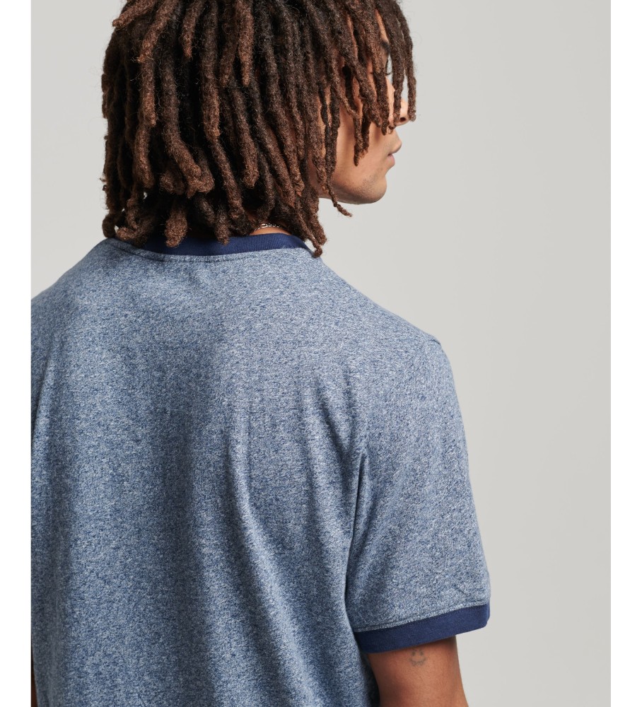 Camiseta canelada Superdry Vintage Cooper Class em algodão orgânico azul