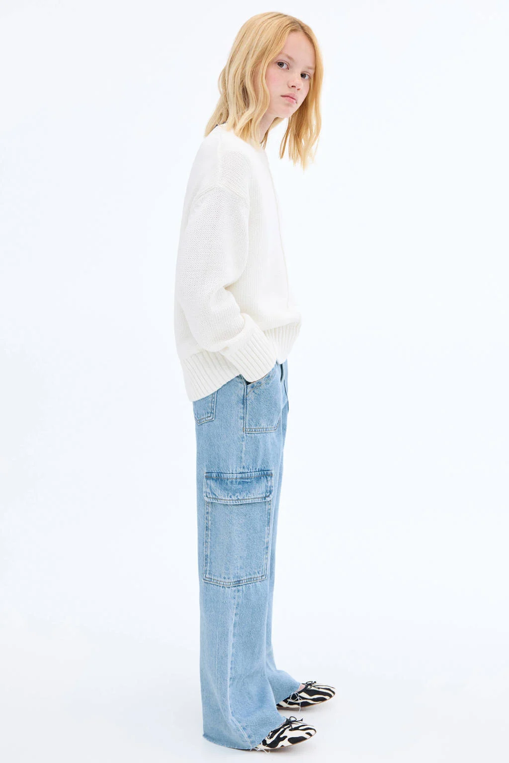 Mango Kids straight leg jeans light blue denim