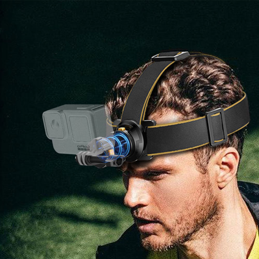 Elastisches Anti-Rutsch Kopfband mit magnetischem Adapter für GoPro Kameras inkl. Smartphone-Clip - Schwarz