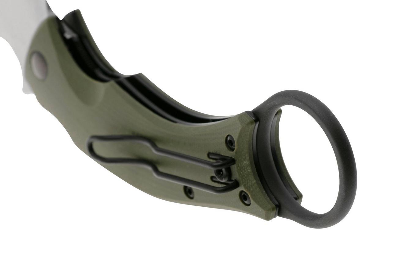 Fox Knives Black Bird FX-591ODSW Green G10 Stonewash, karambit zakmes, Bastinelli design
