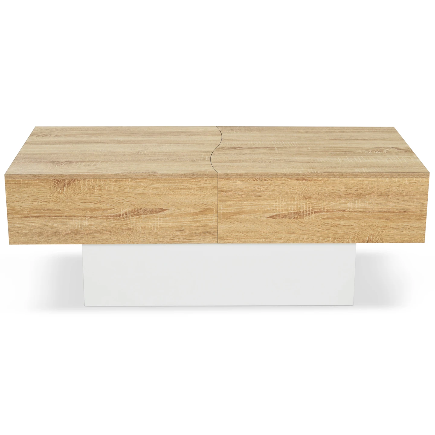 Table basse coulissante rectangulaire MARTA bois blanc et imitation hêtre
