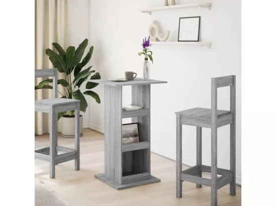 Table de bar avec rangement sonoma gris bois d'ingénierie