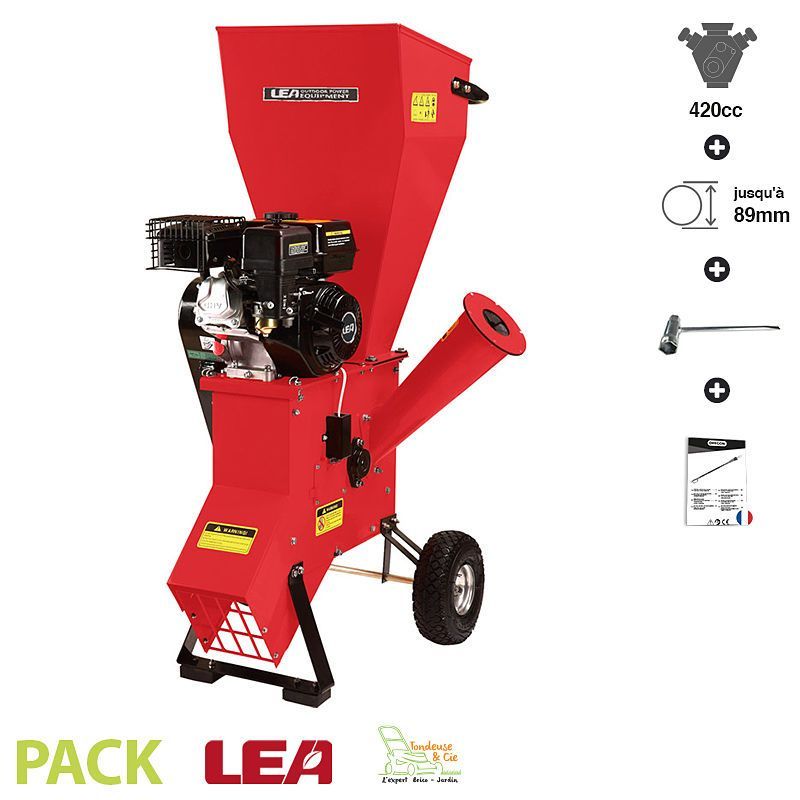 Broyeur de végétaux coupe 89mm moteur thermique 420cc 13 cv lea le56420-89