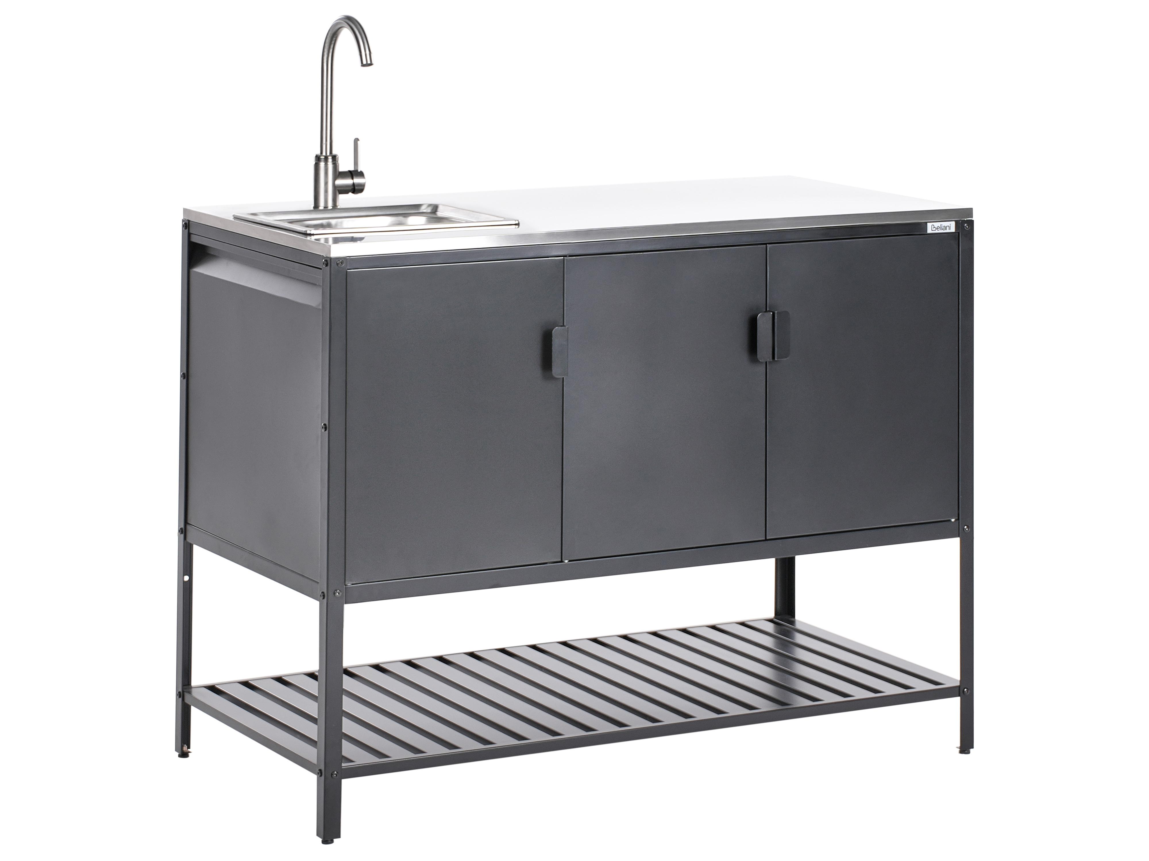 Tuin keukenset 2-delig met spoelbak MAENZA Metaal Zwart