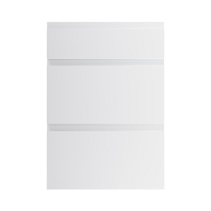 Façade de cuisine 1 tiroir et 2 casseroliers Garcinia gris clair brillant l. 50 cm x H. 72 cm GoodHome