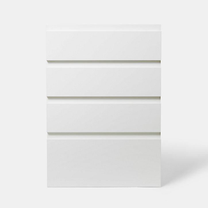 Façade de cuisine 3 tiroirs et 1 casserolier Garcinia blanc mat l. 50 cm x H. 72 cm GoodHome