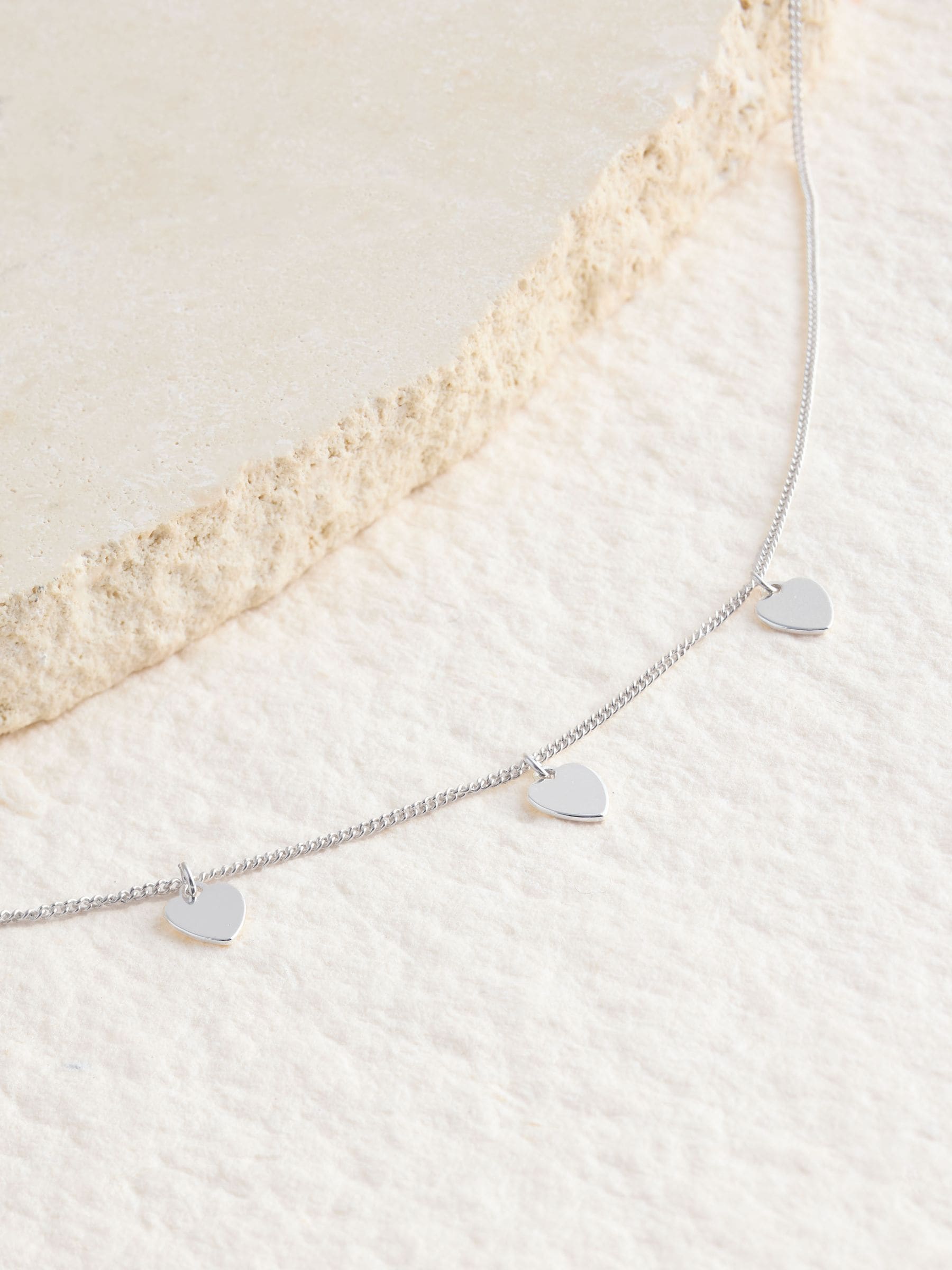 Zilver - Tone Sterling Heart Charm Necklace