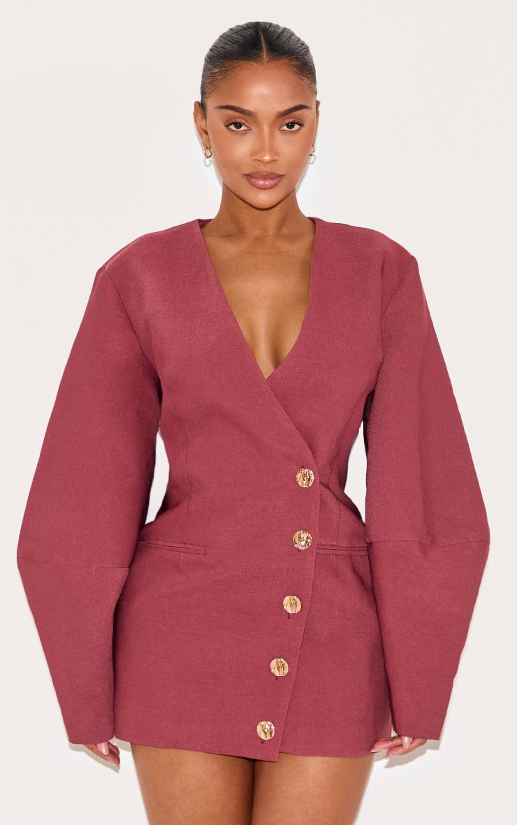 Fruits Rouges Robe Blazer Cintrée Forme A À Manches Cocon