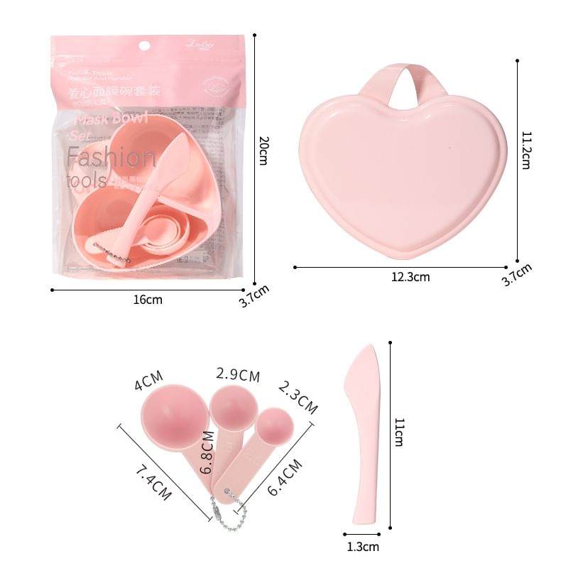 YOUSHA - Hartvormige plastic DIY gezichtsmasker mengset
