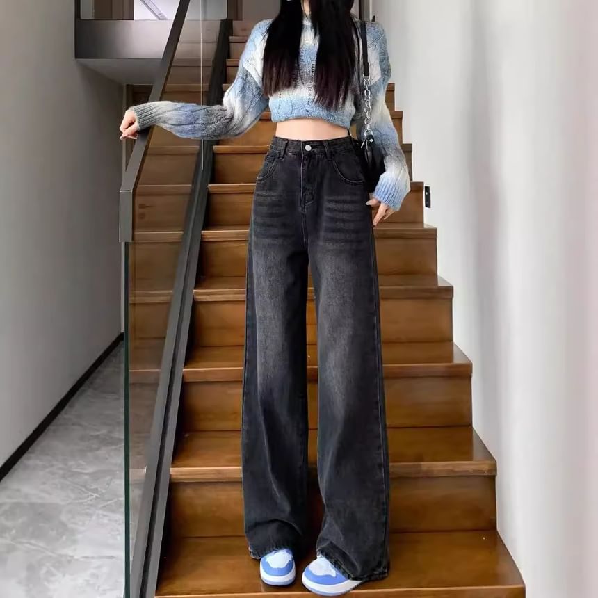 Kira Kira - High Rise Washed Wide Leg Jeans