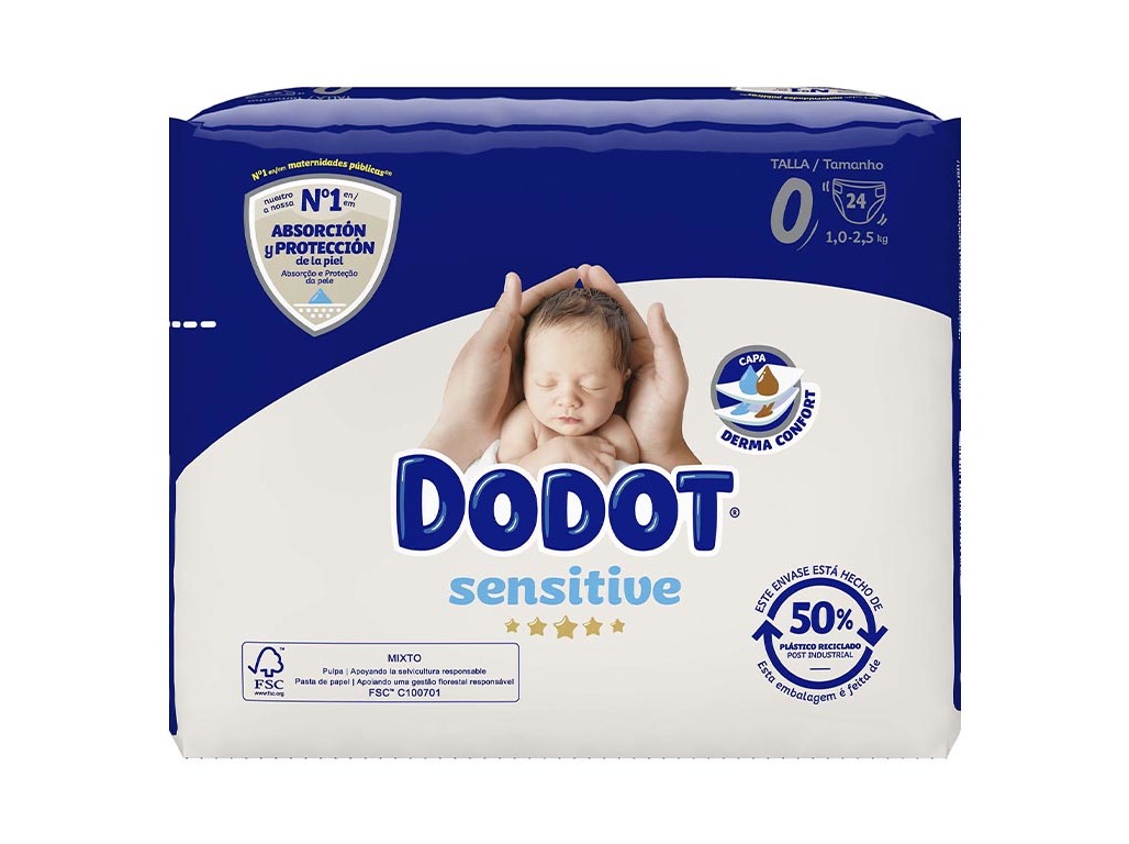 FRALDAS DODOT SENSITIVE T0 1-2.5KG 24 UN