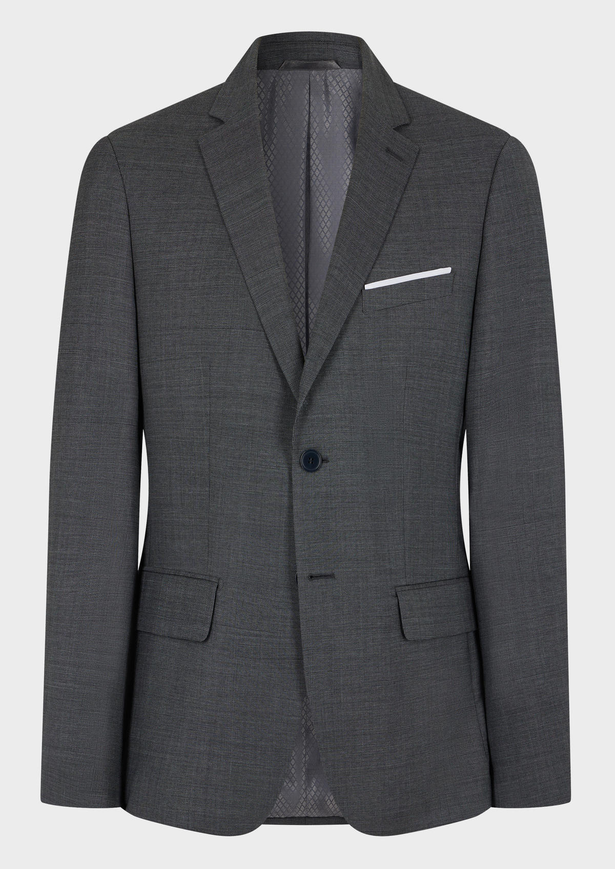 Veste de costume Regular en laine grise Prince de Galles