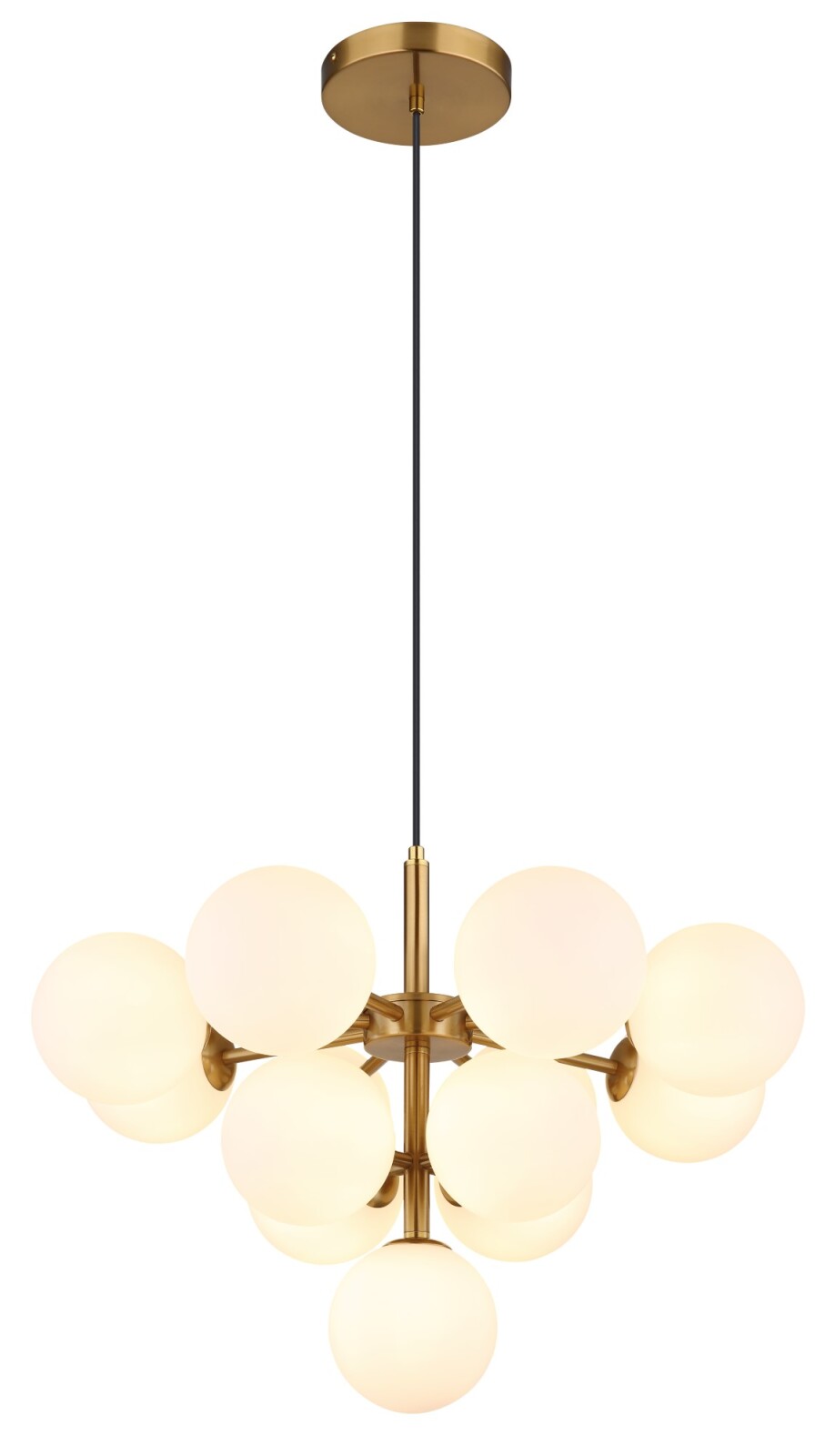 LED-Hängeleuchte - goldfarben matt - opal - 13-flammig
