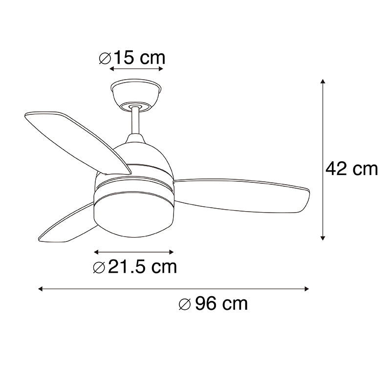 QAZQA Plafondventilator messing 96cm met afstandsbediening - Rotar