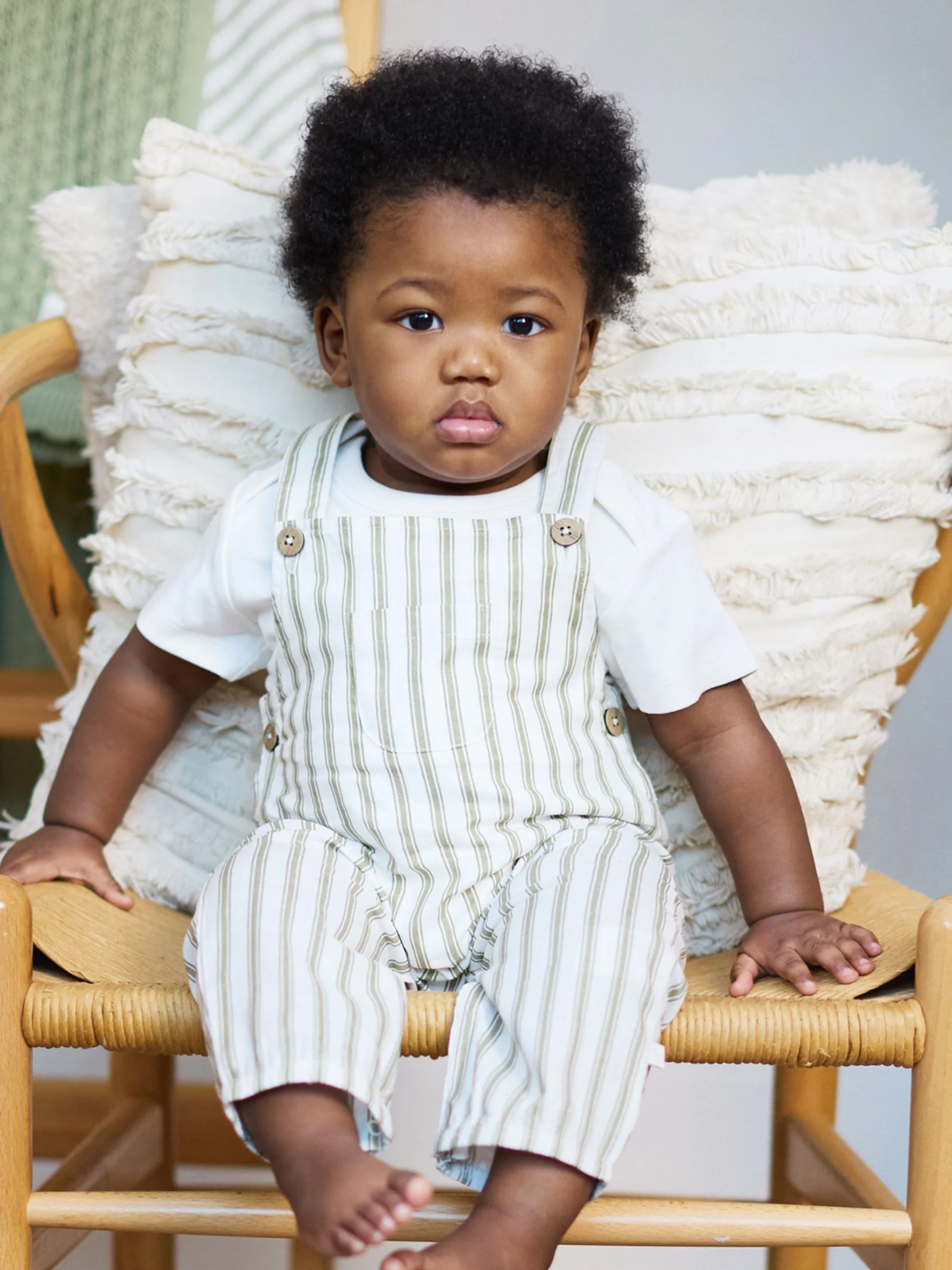 Groen - The Little Tailor Baby Woven Dungarees and T-Shirt Set