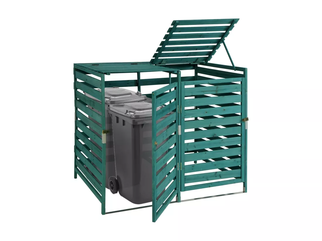 Cache-poubelle MCW-H62 pour 2 ou 4 poubelles, vert foncé