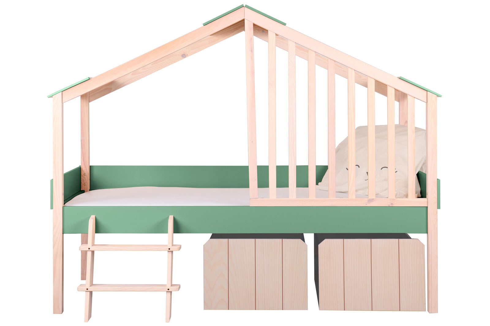 Spielbett FUMI 214 x 120 cm Braun / Grün