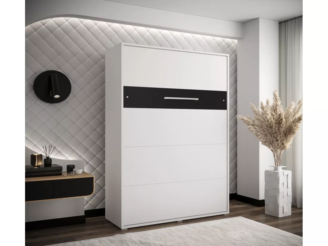Lit escamotable home verticale 140x200 (blanc+noir)