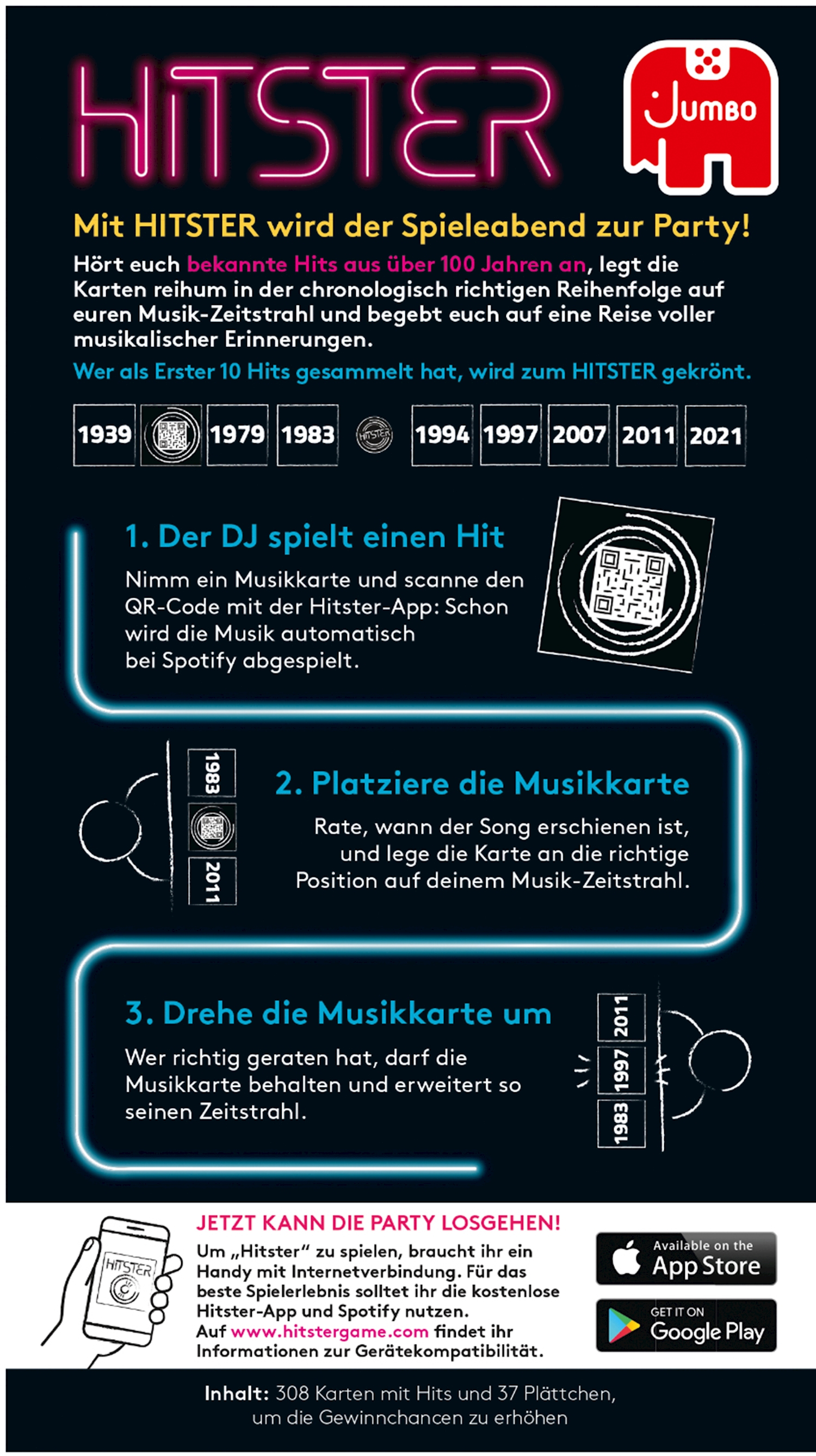 Hitster Kartenspiel Musik Quiz Gesellschaftsspiel für Erwachsene (19887) - Deutsch