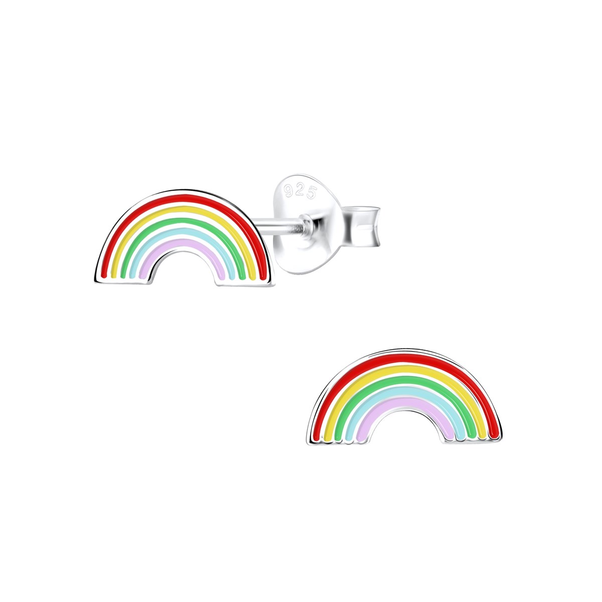 Boucles d'oreilles enfant Arc-en-Ciel en argent 925