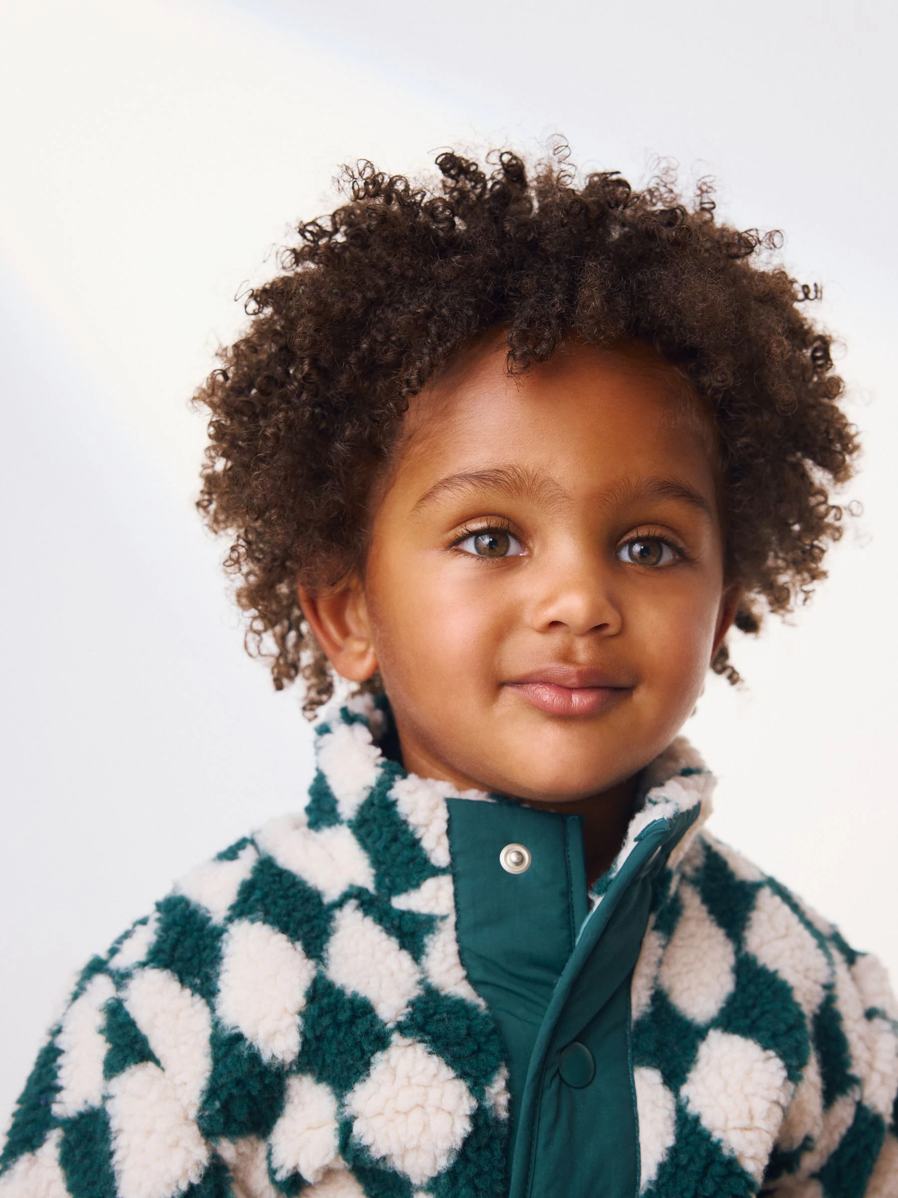 Groen/wit Harlequin - Fleece met patroon en ritssluiting (3mnd-7jr)