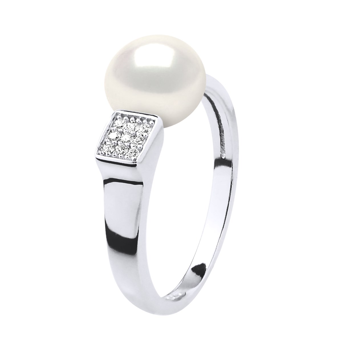 Bague Ajustable Perle d'Eau Douce 9-10 mm Blanche Joaillerie Argent 925