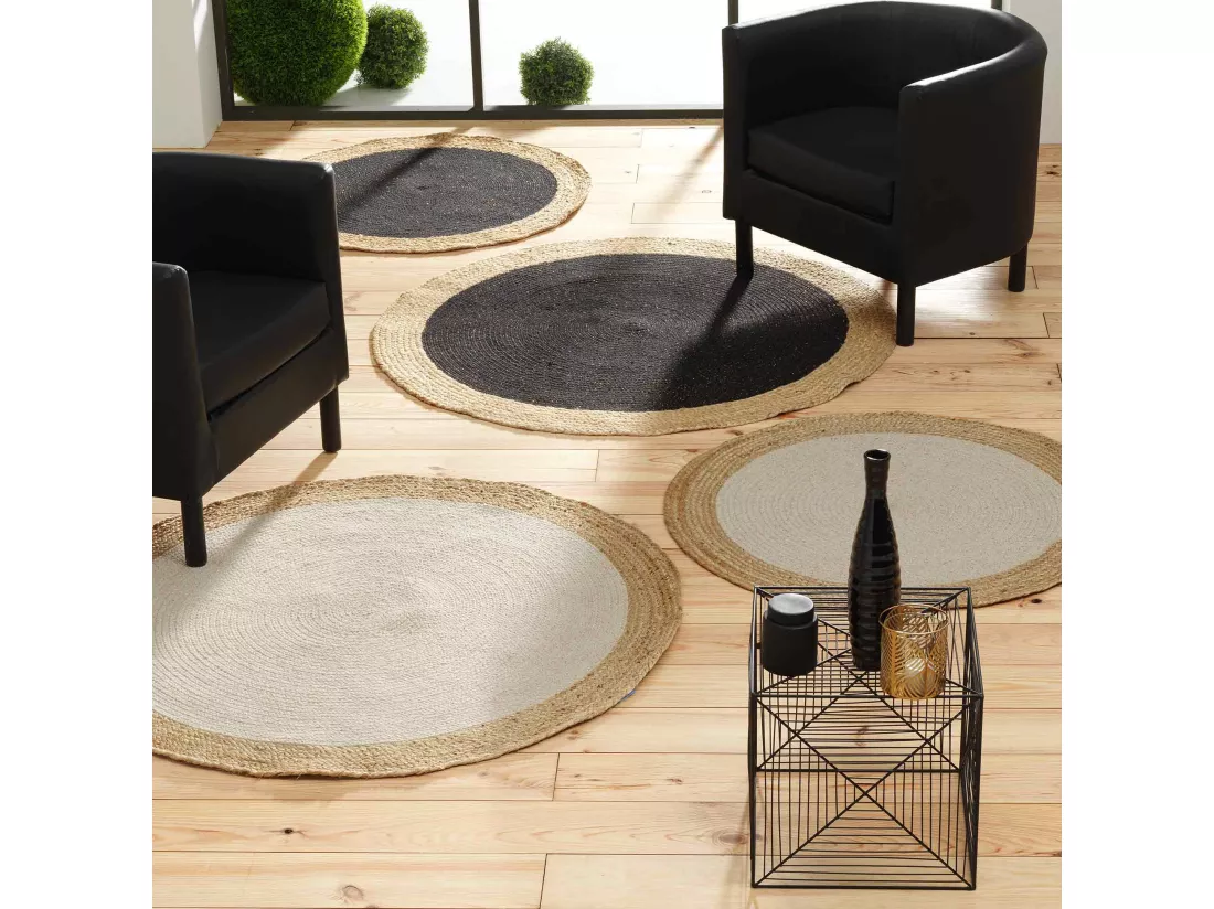 Tapis rond en jute Mario naturel/or 120