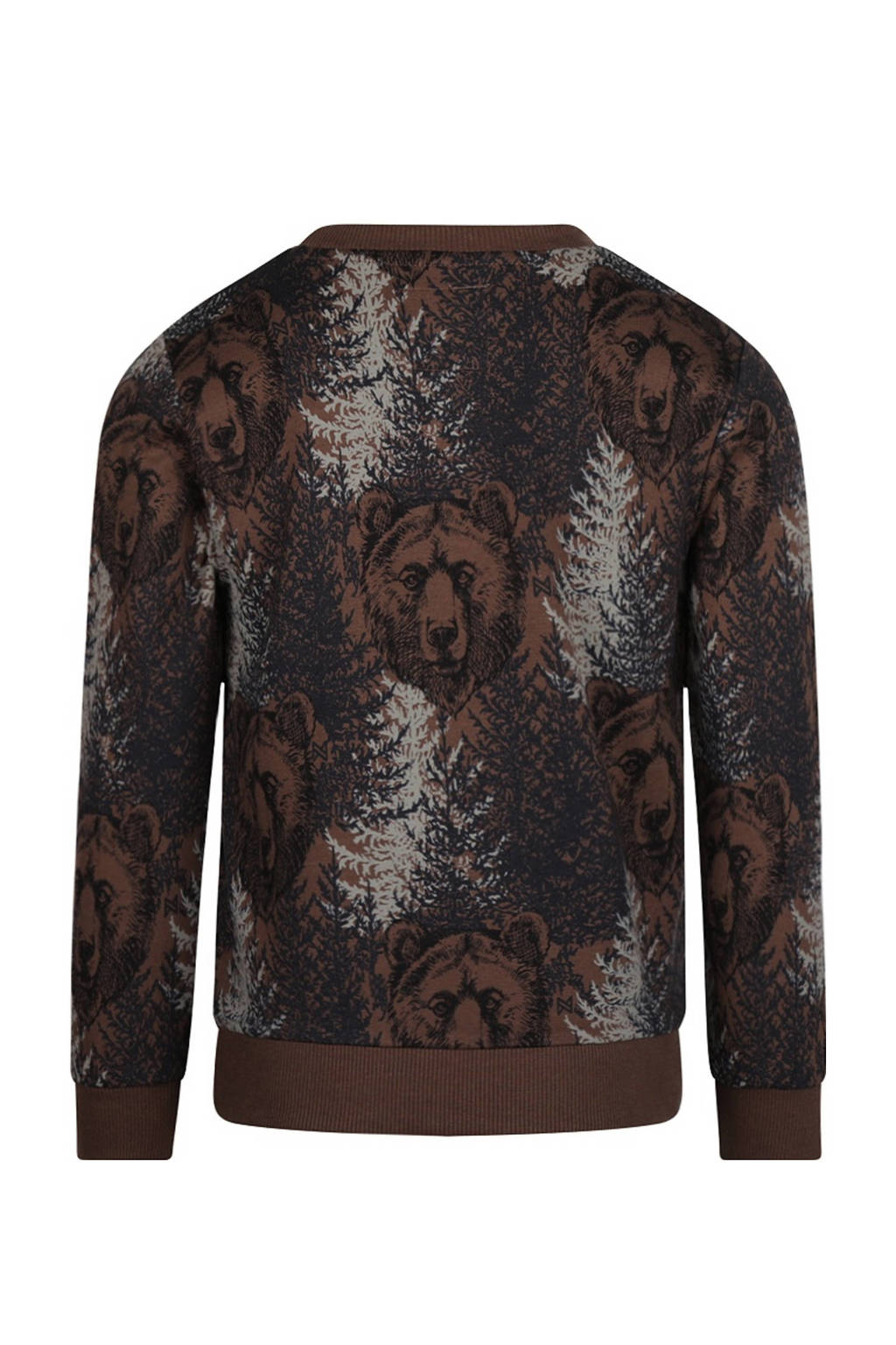 Koko Noko sweater met all over print bruin/grijs/donkergrijs