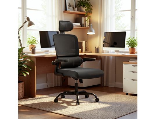 RATTANTREE - Fauteuil de bureau Chaise d’ordinateur pivotante noire