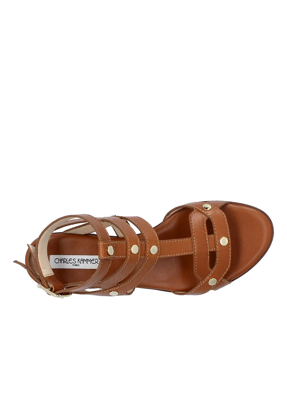 SANDALE CLOUS VERNEUIL CUIR CAMEL