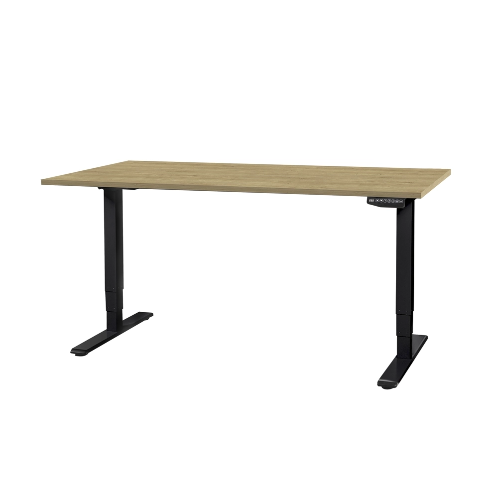 CONTINI höhenverstellbarer Bürotisch 1.4x0.8m Eiche / Gestell schwarz