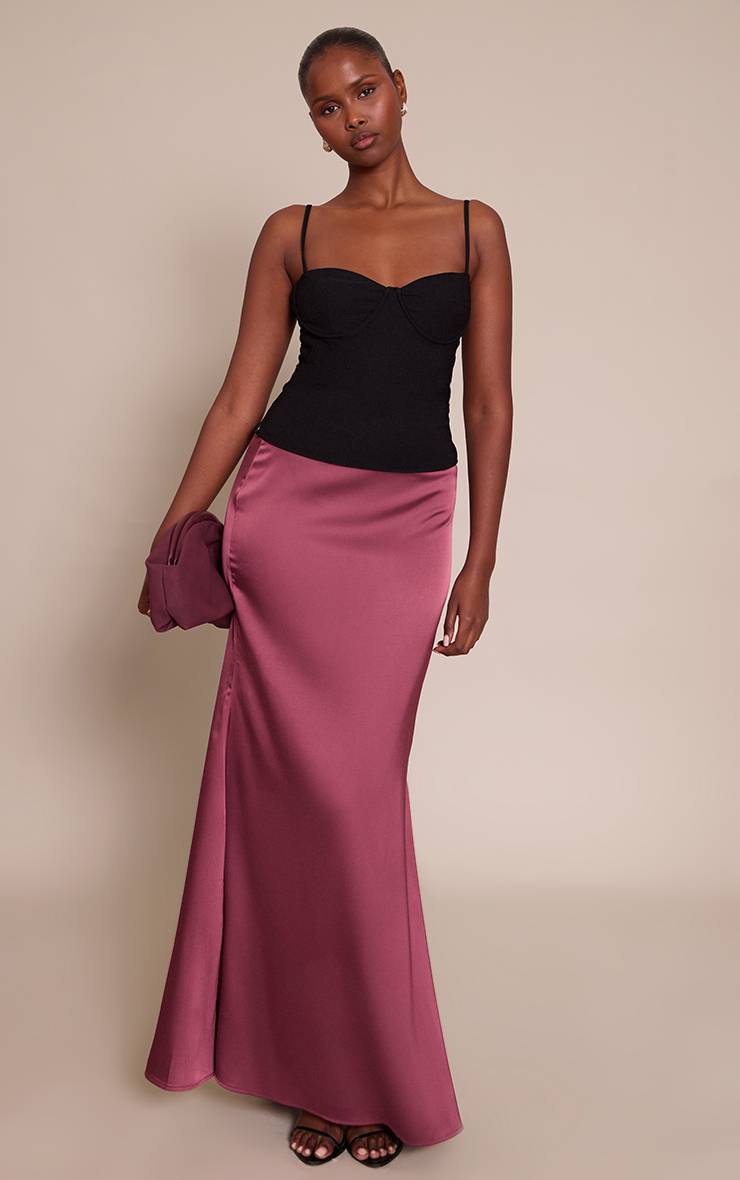 Prune Jupe Longue Fluide En Satin