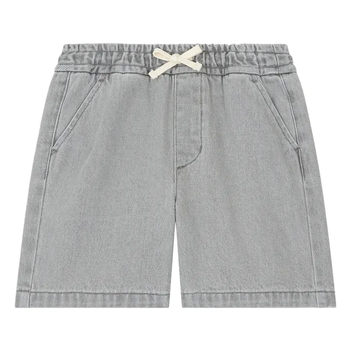 Hundred Pieces Short en Jean Délavé Taille Ajustable | Gris
