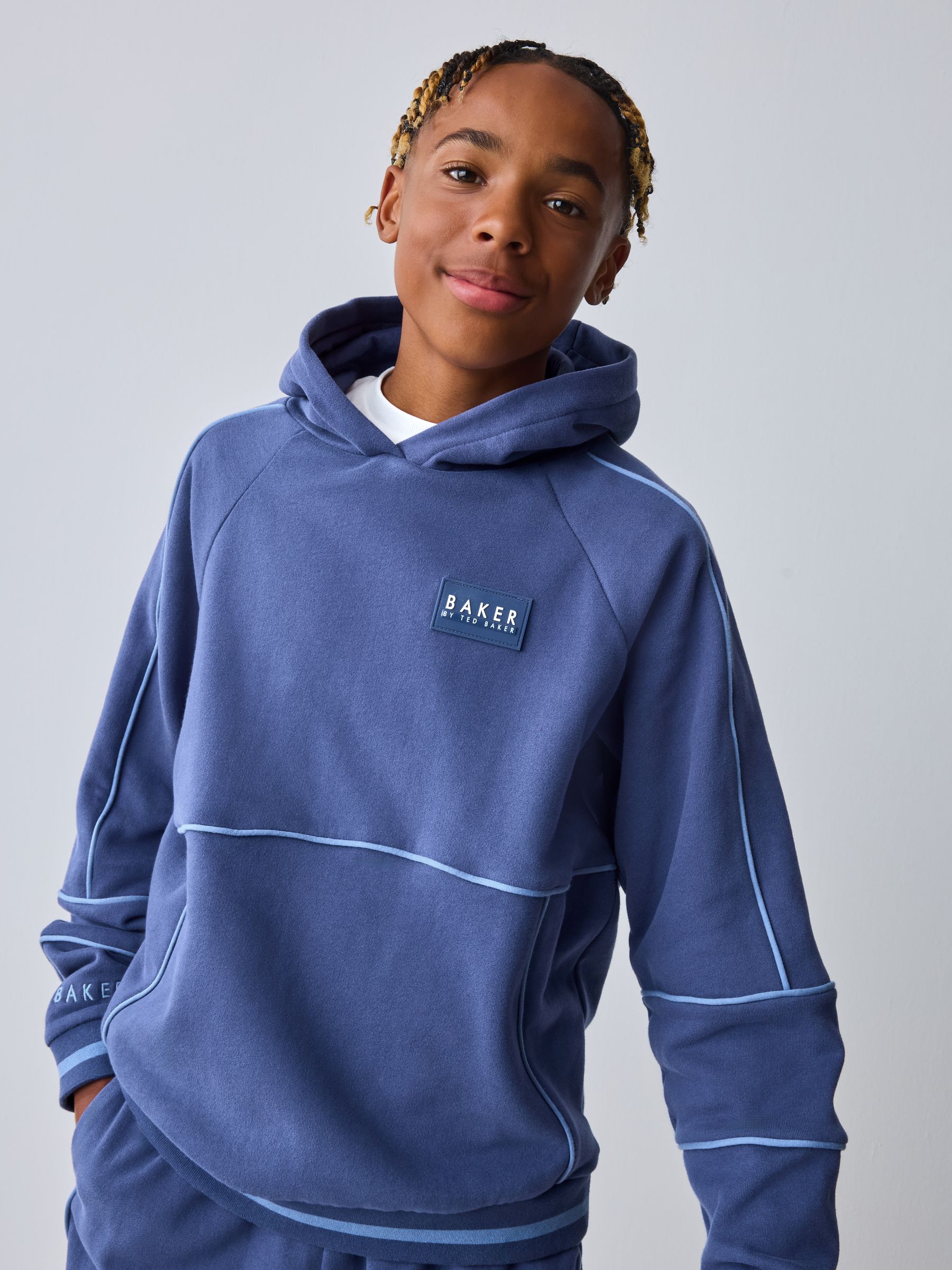 Kobaltblauw - Baker by Ted Baker Oversized Piped Hoodie and Joggers Set