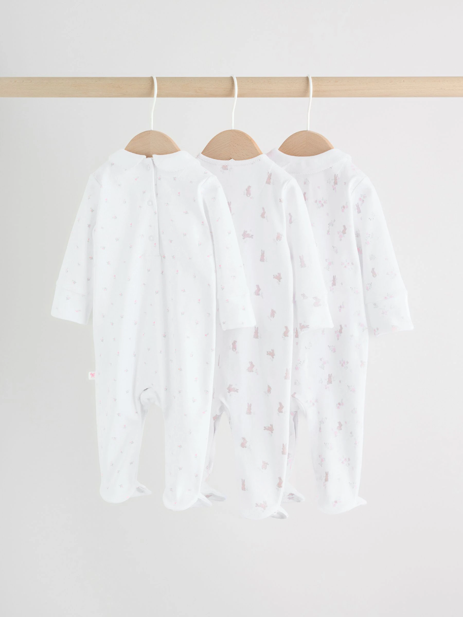 White/Pink Collar - Set van 3 babyrompertjes