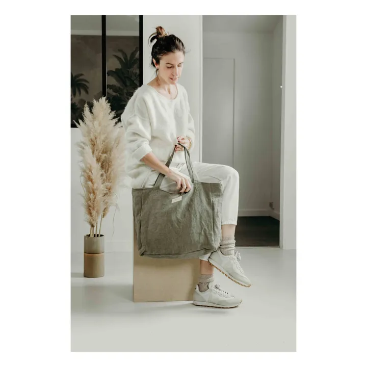 Adorna Sac zippé en lin | Vert kaki