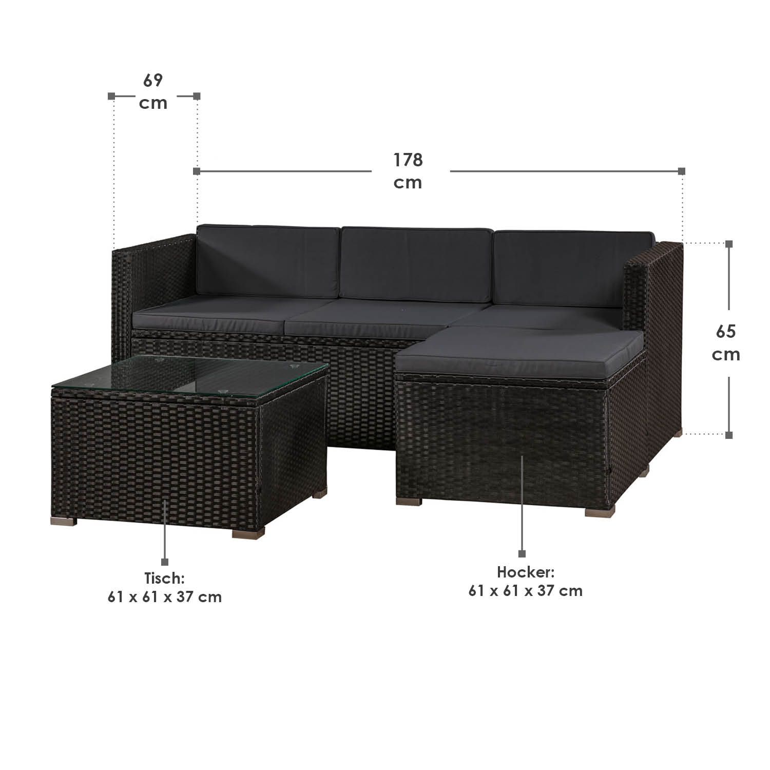 Punta Cana M polyrotan zwarte loungeset