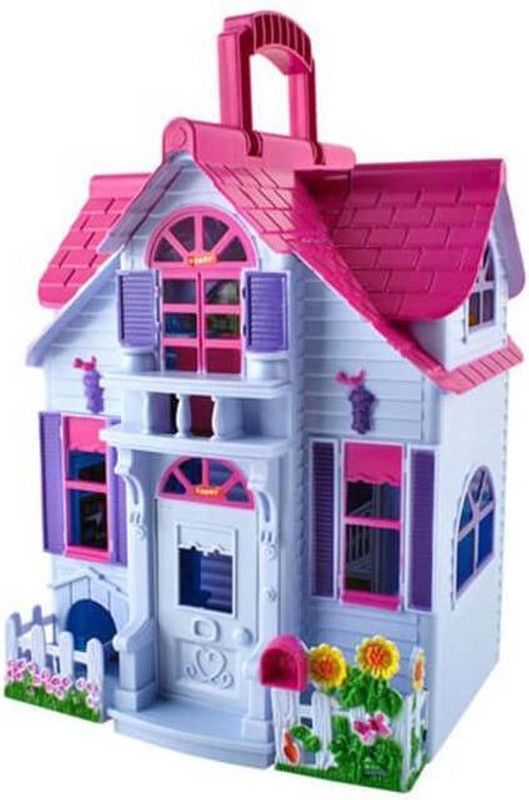 Poppenhuis - Opvouwbaar Huis voor Poppen - Inclusief Meubeltjes - Draagbaar Poppenhuis