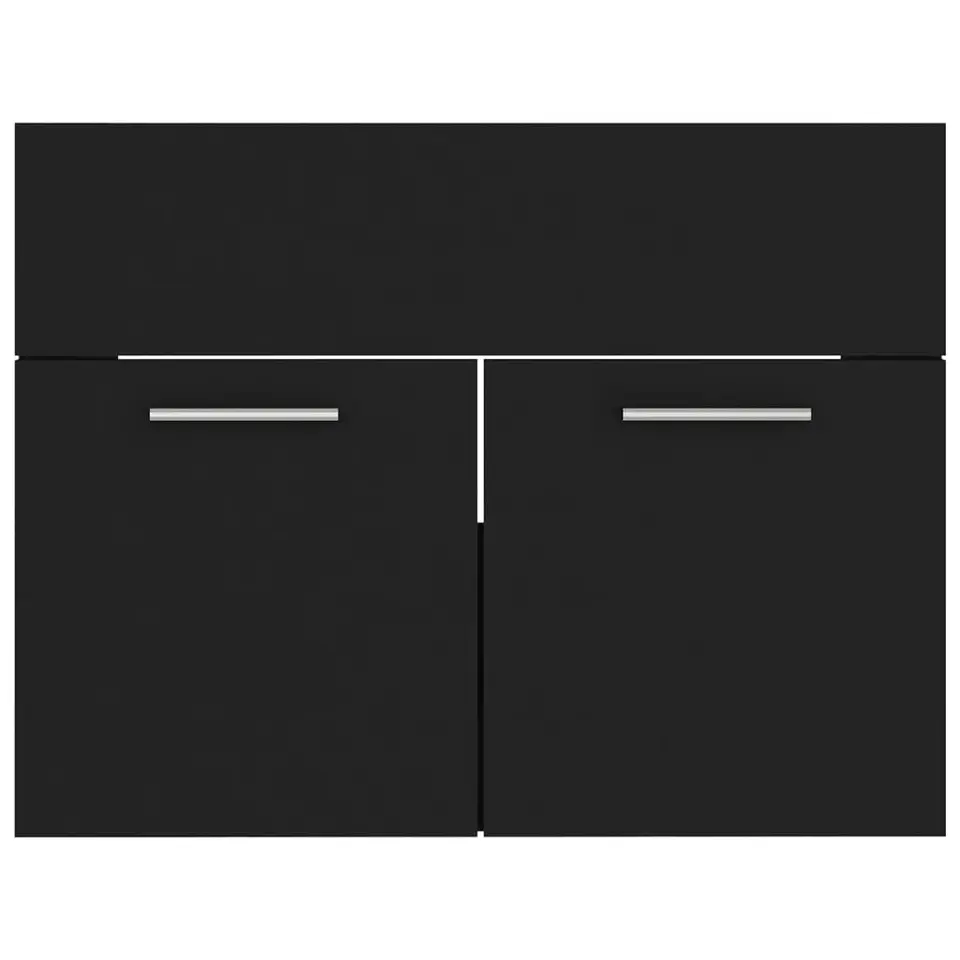 vidaXL - Wastafelkast En Wastafel - Zwart - Bewerkt hout - 60 x 38.5 x 46 cm