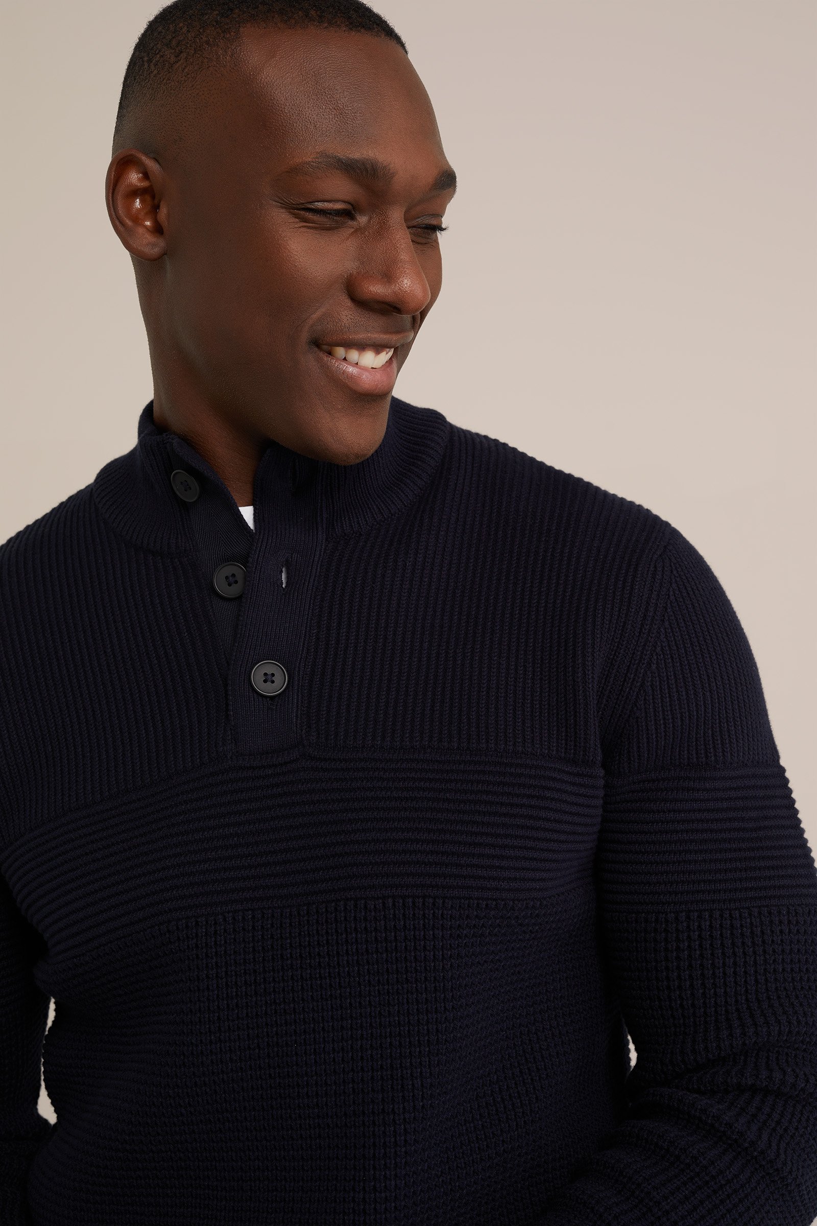 gebreide trui met structuur WE Fashion Donkerblauw