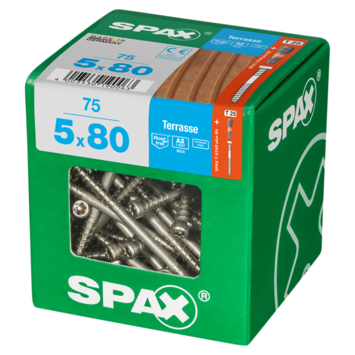 Spax terrasschroef 5 x 80 mm rvs a2 75 stuks