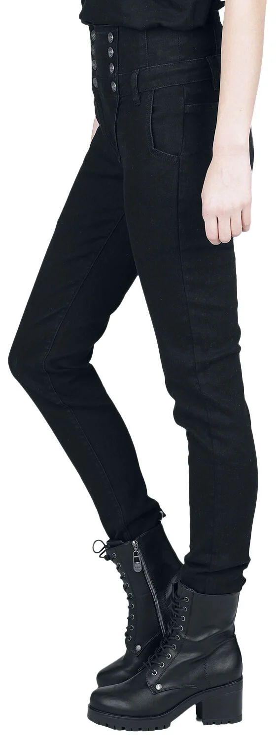 Double Button Placket Jeans | Black Premium by EMP Pantalon en toile