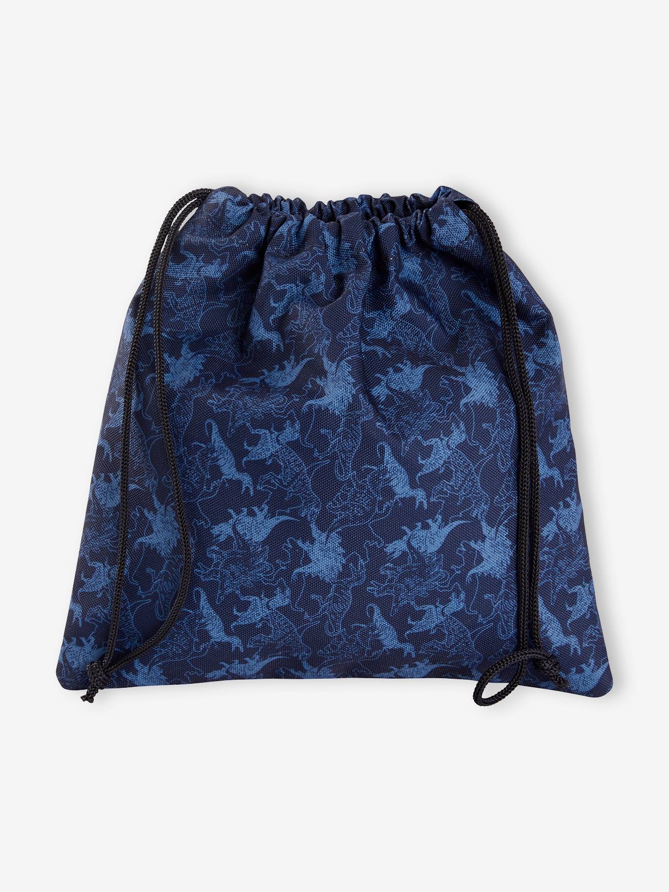 Lancheira T-Rex com estampa de dinossauros, azul-escura, para meninos