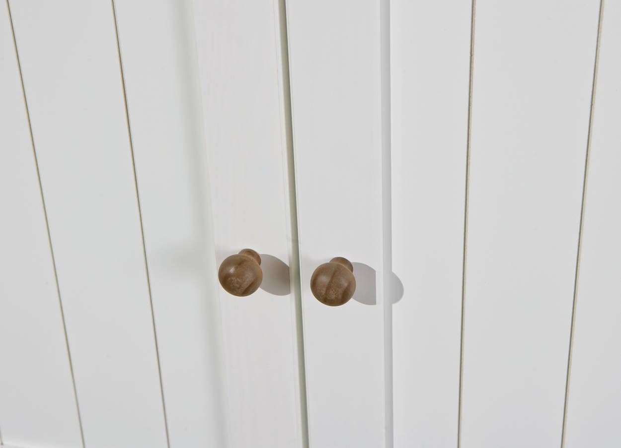 Inter Link – Vitrinenschrank – Buffet-Schrank – Esszimmerschrank – Geschirrschrank - Laudhausstil – Massivholz FSC – 4 Türen – 2 Schubladen – Westerland - 5.2, Weiss / Sepia