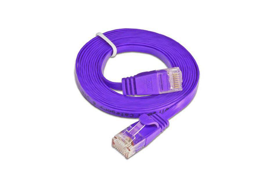 Slimpatchkabel RJ-45 - RJ-45, Cat 6, UTP, 0.1 m, ViolettUnscreened/Unshielded Twisted-Pair-Kabel (UTP) mit Klinkenschutz