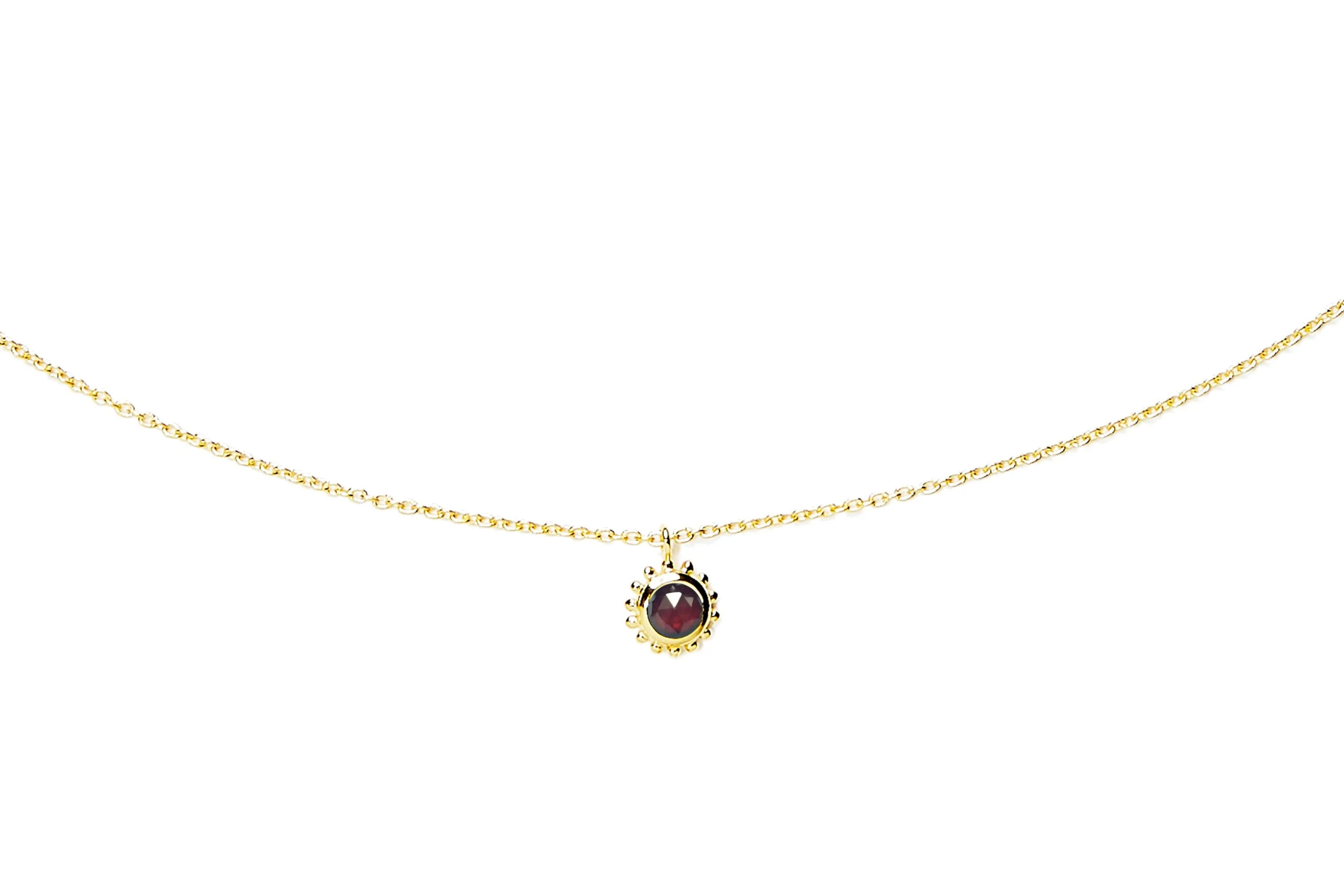 Collier mini surya soleil et grenat | Doré